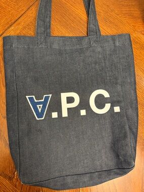 A.P.C. Navy Jeans with White Logo and Blue Patch